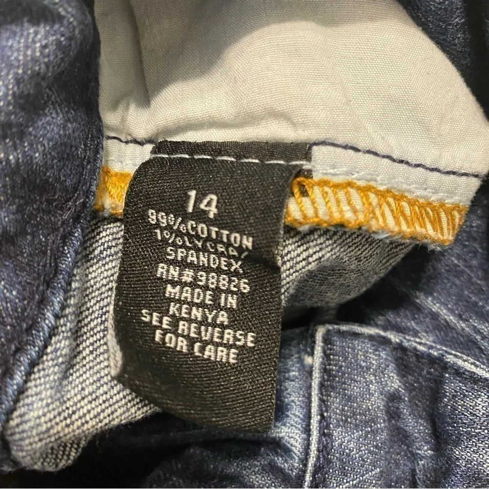 Kikit Jeans Dark Wash 5 1/2” Shorts, Size 14